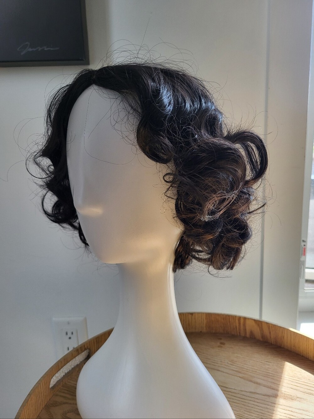 3/$30 Black Short Curly Women's Wig - Classic Vintage Style